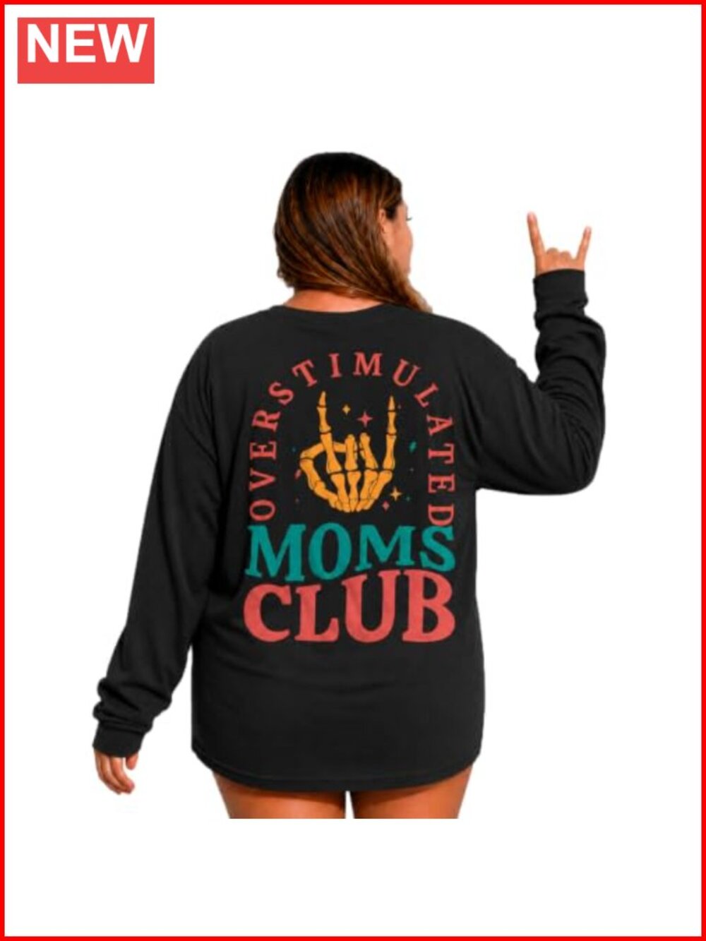 Plus Size Overstimulated Moms Club Long Sleeve Cotton Blend Tee
